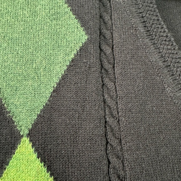 SETTE PONTI Mens Sweater Vest Knit XXL Big&Tall Navy Argyle Cable Pullover - Picture 9 of 13